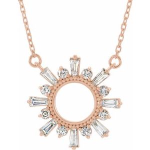 Ladies Natural Diamond Circle Necklace (I1, G-H) — 14K Rose Gold