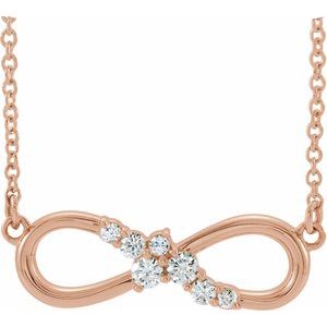 Ladies Natural Diamond Infinity-Inspired Bar Necklace (I1, G-H) — 14K Rose Gold
