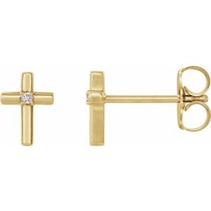Ladies Natural Diamond Cross Earrings (I1, G-H) — 14K Yellow Gold
