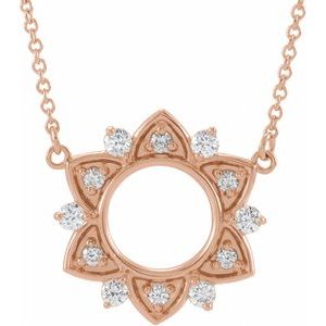 Ladies Natural Diamond Necklace (I1, G-H) — 14K Rose Gold