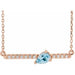 Ladies Natural Aquamarine Natural Diamond Necklace (I1, G-H) — 14K Rose Gold