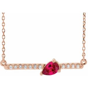 Ladies Natural Ruby Natural Diamond Necklace (I1, G-H) — 14K Rose Gold