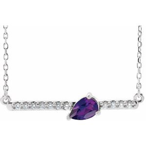 Ladies Natural Amethyst Natural Diamond Necklace (Si2-Si3, Ghi, G-H) — Platinum