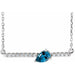 Ladies Natural Blue Zircon Natural Diamond Necklace (I1, G-H) — 14K White Gold