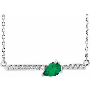 Ladies Natural Emerald Natural Diamond Necklace (Si2-Si3, G-H) — Platinum