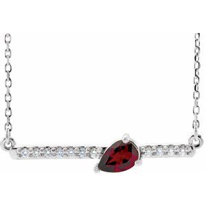 Ladies Natural Mozambique Garnet Natural Diamond Necklace (Si2-Si3, G-H) — Platinum
