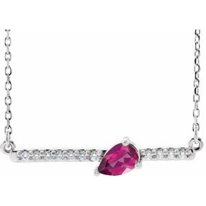 Ladies Natural Pink Tourmaline Natural Diamond Necklace (Si2-Si3, G-H) — Platinum