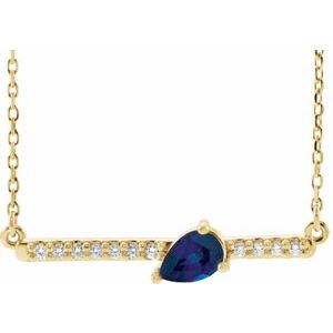 Ladies Natural Blue Sapphire Natural Diamond Necklace (I1, G-H) — 14K Yellow Gold