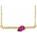 Ladies Natural Pink Tourmaline Natural Diamond Necklace (I1, G-H) — 14K Yellow Gold