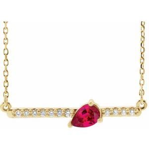Ladies Natural Ruby Natural Diamond Necklace (I1, G-H) — 14K Yellow Gold
