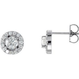 Lab-Grown Diamond Round 4-Prong Halo-Style Earrings - Style 28308