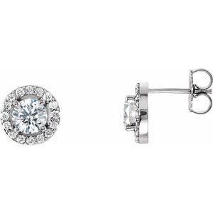 Lab-Grown Diamond Round 4-Prong Halo-Style Earrings - Style 28308