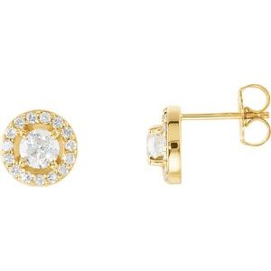 Lab-Grown Diamond Round 4-Prong Halo-Style Earrings - Style 28308