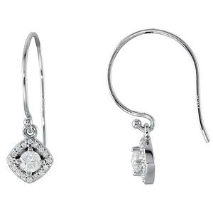 Ladies Natural Diamond Earrings — 14K White Gold