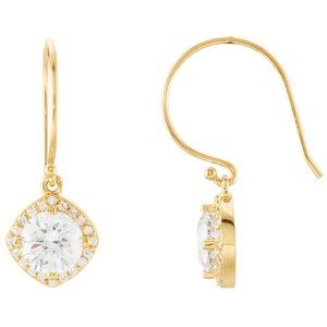 Ladies Natural Diamond Earrings — 14K Yellow Gold