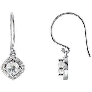 Ladies Natural Diamond Earrings — 14K White Gold