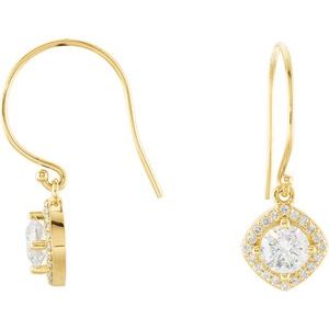 Ladies Natural Diamond Earrings — 14K Yellow Gold