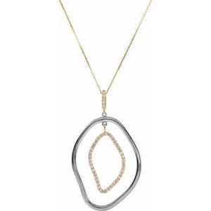 Ladies Natural Diamond Open Silhouette Necklace (I1, G-H) — Sterling Silver & 14K Yellow Gold