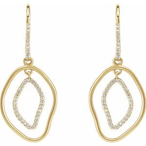 Ladies Natural Diamond Dangle Earrings — 14K Yellow Gold
