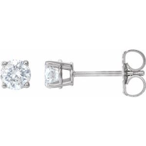 Ladies Natural Diamond Earrings (I2, I-J) — 14K White Gold