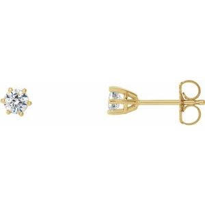 Ladies Natural Diamond Stud Earrings (Si2-Si3, G-H) — 14K Yellow Gold