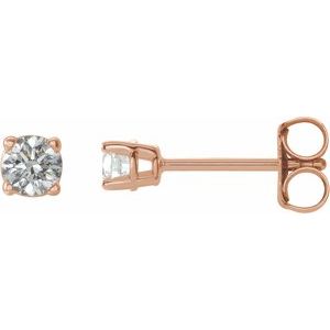 Ladies Natural Diamond Earrings (I3, G-H) — 14K Rose Gold