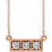 Ladies Natural Diamond Three-Stone Bar Necklace (I1, G-H) — 14K Rose Gold