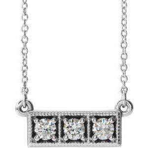 Ladies Natural Diamond Three-Stone Bar Necklace (I1, G-H) — Sterling Silver