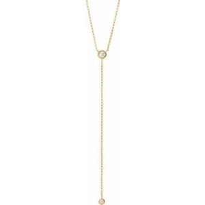 Ladies Natural Diamond Bar Y Necklace (I1, Ghi) — 14K Yellow Gold