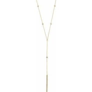 Ladies Natural Diamond Bar Y Necklace (I1, Ghi) — 14K Yellow Gold