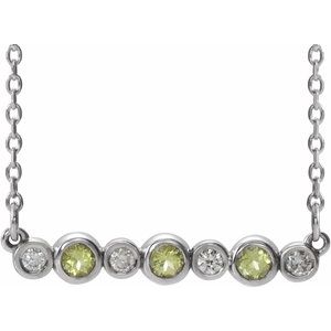 Ladies Natural Peridot Natural Diamond Bezel-Set Necklace (Si2-Si3, G-H) — Platinum