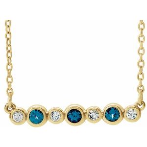 Ladies Natural Alexandrite Natural Diamond Bezel-Set Necklace (I1, G-H) — 14K Yellow Gold