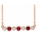 Ladies Natural Ruby Natural Diamond Bezel-Set Necklace (I1, G-H) — 14K Rose Gold