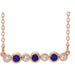 Ladies Natural Blue Sapphire Natural Diamond Bezel-Set Necklace (I1, G-H) — 14K Rose Gold