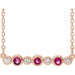 Ladies Natural Pink Tourmaline Natural Diamond Bezel-Set Necklace (I1, G-H) — 14K Rose Gold