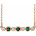 Ladies Natural Emerald Natural Diamond Bezel-Set Necklace (I1, G-H) — 14K Rose Gold