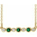 Ladies Natural Emerald Natural Diamond Bezel-Set Necklace (I1, G-H) — 14K Yellow Gold