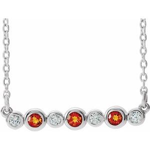 Ladies Natural Citrine Natural Diamond Bezel-Set Necklace (I1, G-H) — Sterling Silver