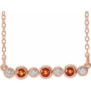 Ladies Natural Citrine Natural Diamond Bezel-Set Necklace (I1, G-H) — 14K Rose Gold