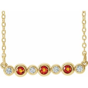Ladies Natural Citrine Natural Diamond Bezel-Set Necklace (I1, G-H) — 14K Yellow Gold