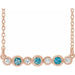 Ladies Natural Blue Zircon Natural Diamond Bezel-Set Necklace (I1, G-H) — 14K Rose Gold