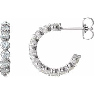 Ladies Natural Diamond 16.5 mm Hoop Earrings (Si2-Si3, G-H) — Platinum