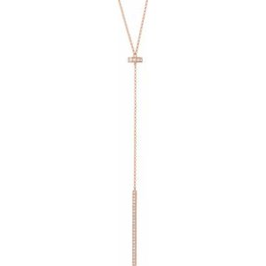 Ladies Natural Diamond Bar Y Necklace (I1, Ghi) — 14K Rose Gold