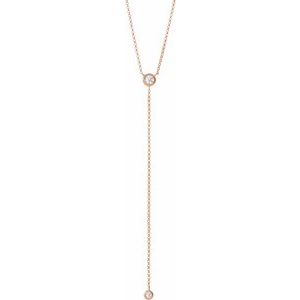 Ladies Natural Diamond Bar Y Necklace (I1, Ghi) — 14K Rose Gold