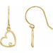 Ladies Natural Diamond Heart Earrings — 14K Yellow Gold