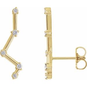 Ladies Natural Diamond Constellation Ear Climbers — 14K Yellow Gold