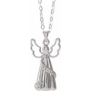 Ladies Natural Diamond Angel Ash Holder Pendant (I1-I2, G-H) — 10K White Gold