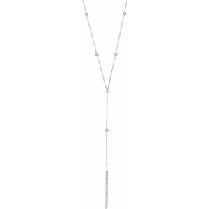 Ladies Natural Diamond Bar Y Necklace (I1, Ghi) — 14K White Gold