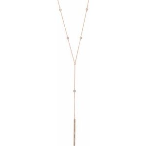 Ladies Natural Diamond Bar Y Necklace (I1, Ghi) — 14K Rose Gold