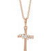 Ladies Natural Diamond Cluster Cross Necklace (I1, G-H) — 14K Rose Gold